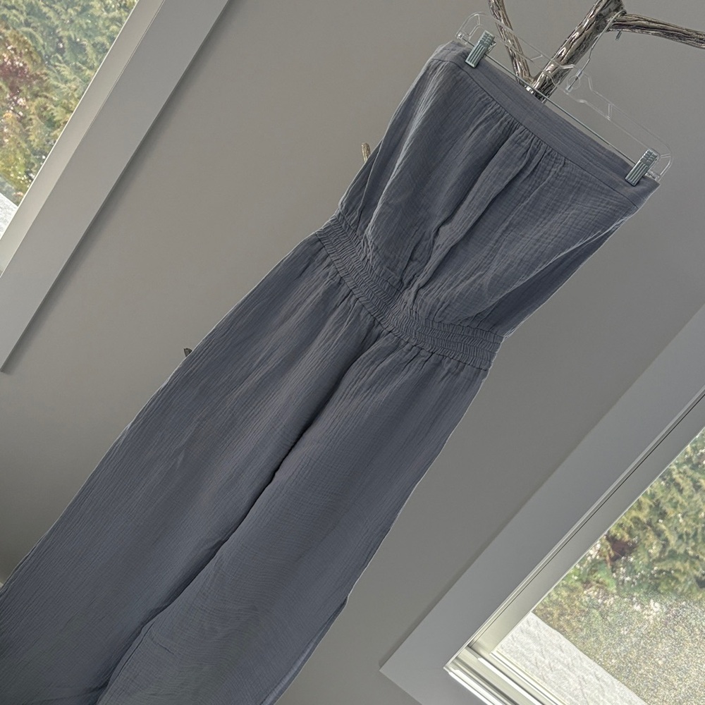 Blue Gray Strapless Jumpsuit